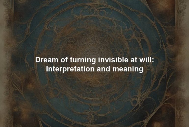 Dream of turning invisible at will: Interpretation and meaning