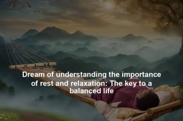 Dream of understanding the importance of rest and relaxation: The key to a balanced life