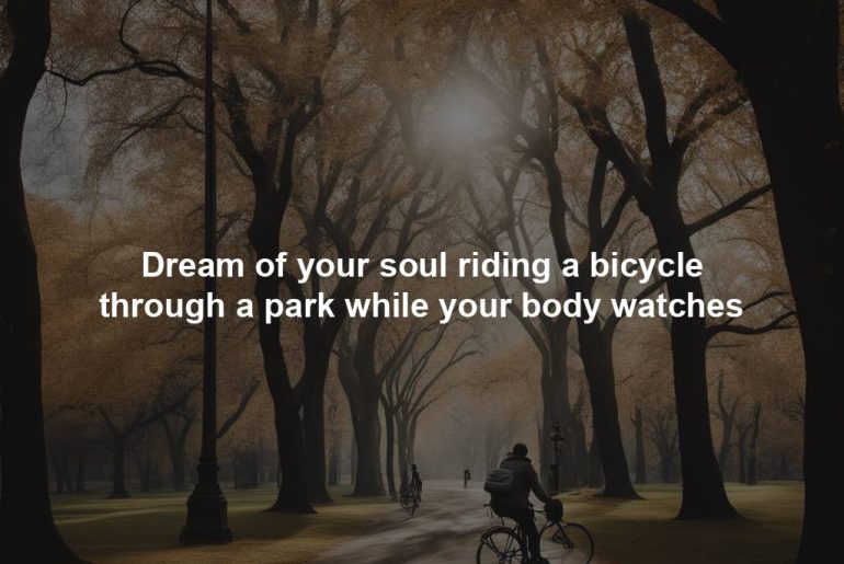 Dream of your soul riding a bicycle through a park while your body watches