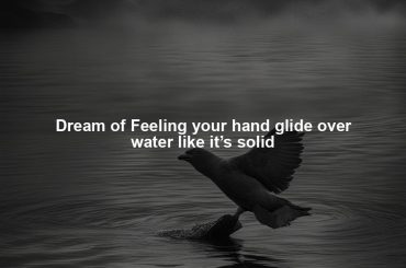 Dream of Feeling your hand glide over water like it’s solid