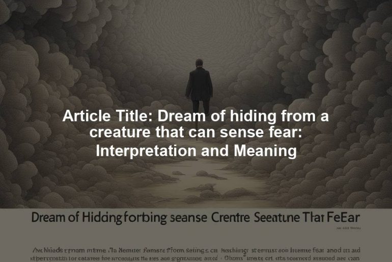 Article Title: Dream of hiding from a creature that can sense fear: Interpretation and Meaning